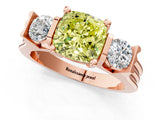 Rose gold Three-Stone Fancy Yellow Cushion Cut Cut Classic Band Prong Setting Ring_1