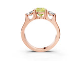 Rose gold Three-Stone Fancy Yellow Cushion Cut Cut Classic Band Prong Setting Ring_3