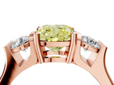 Rose gold Three-Stone Fancy Yellow Cushion Cut Cut Classic Band Prong Setting Ring_4