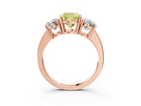 Rose gold Three-Stone Fancy Yellow Cushion Cut Cut Diamond Engagement Ring with Flat Band and Four-Prong Setting_15