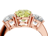 Rose gold Three-Stone Fancy Yellow Cushion Cut Cut Diamond Engagement Ring with Flat Band and Four-Prong Setting_16