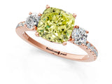 Rose gold Three-Stone Fancy Yellow Cushion Cut Cut Diamond Pavé Band with Prong Setting_16