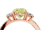 Rose gold Three-Stone Fancy Yellow Cushion Cut Cut Diamond Pavé Band with Prong Setting_19
