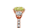 Rose gold Three-Stone Fancy Yellow Cushion Cut Cut Diamond Pavé Band with Prong Setting_20