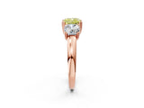 Rose gold Three-Stone Fancy Yellow Cushion Cut Cut Diamond Ring with Channel Set Band and Four-Prong Setting_26