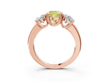 Rose gold Three-Stone Fancy Yellow Cushion Cut Cut Diamond Ring with Channel Set Band and Four-Prong Setting_27