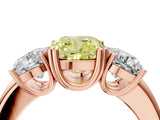 Rose gold Three-Stone Fancy Yellow Cushion Cut Cut Diamond Ring with Channel Set Band and Four-Prong Setting_28