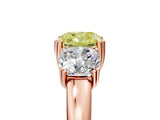 Rose gold Three-Stone Fancy Yellow Cushion Cut Cut Diamond Ring with Channel Set Band and Four-Prong Setting_29