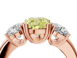 Rose gold Three-Stone Fancy Yellow Cushion Cut Cut Diamond Ring with Channel Set Band and Four-Prong Setting_4