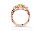 Rose gold Three-Stone Fancy Yellow Cushion Cut Cut Diamond Ring with Channel-Set Band and Prong Setting_3