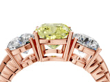 Rose gold Three-Stone Fancy Yellow Cushion Cut Cut Diamond Ring with Channel-Set Band and Prong Setting_4