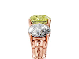 Rose gold Three-Stone Fancy Yellow Cushion Cut Cut Diamond Ring with Channel-Set Band and Prong Setting_5