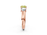 Rose gold Three-Stone Fancy Yellow Cushion Cut Cut Diamond Ring with Prong Setting and Classic Band_2