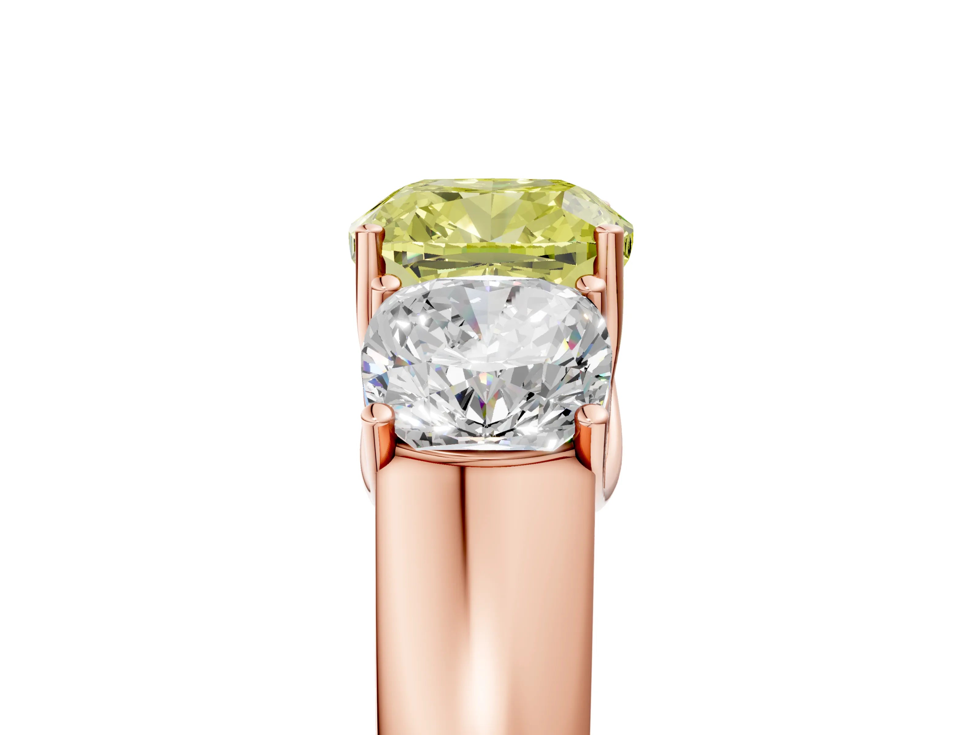 Rose gold Three-Stone Fancy Yellow Cushion Cut Cut Diamond Ring with Prong Setting and Classic Band_5