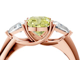 Rose gold Three-Stone Fancy Yellow Cushion Cut Cut Diamond Ring with Trillion Side Stones and Four-Prong Setting_7