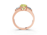 Rose gold Three-Stone Fancy Yellow Cushion Cut Cut Diamond Ring with Trillion Side Stones on a Split Shank Band_3