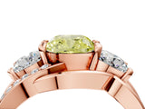 Rose gold Three-Stone Fancy Yellow Cushion Cut Cut Diamond Split Shank Prong Set Ring_4