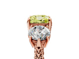 Rose gold Three-Stone Fancy Yellow Cushion Cut Cut Milgrain Band Prong Setting Ring_11
