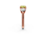 Rose gold Three-Stone Fancy Yellow Cushion Cut Cut Milgrain Band Prong Setting Ring_8