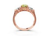 Rose gold Three-Stone Fancy Yellow Cushion Cut Cut Milgrain Band Prong Setting Ring_9