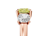 Rose gold Three-Stone Fancy Yellow Cushion Cut Cut Solitaire Ring with Classic Prong Setting_5