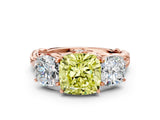 Rose gold Three-Stone Fancy Yellow Cushion Cut Diamond Braided Band Ring with Four-Prong Setting_41