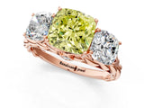 Rose gold Three-Stone Fancy Yellow Cushion Cut Diamond Braided Band Ring with Four-Prong Setting_42