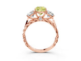 Rose gold Three-Stone Fancy Yellow Cushion Cut Diamond Braided Band Ring with Four-Prong Setting_44