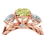 Rose gold Three-Stone Fancy Yellow Cushion Cut Diamond Braided Band Ring with Four-Prong Setting_45