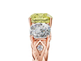 Rose gold Three-Stone Fancy Yellow Cushion Cut Diamond Braided Band Ring with Four-Prong Setting_46