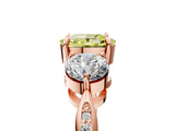Rose gold Three-Stone Fancy Yellow Cushion Cut Diamond Channel Set Engagement Ring with Prong Setting_17