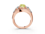 Rose gold Three-Stone Fancy Yellow Cushion Cut Diamond Engagement Ring with Pave Band and Prong Setting_15