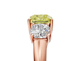 Rose gold Three-Stone Fancy Yellow Cushion Cut Diamond Engagement Ring with Prong Setting_8