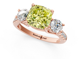 Rose gold Three-Stone Fancy Yellow Cushion  Cut Diamond Pavé Band with Four-Prong Setting_29