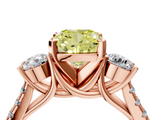 Rose gold Three-Stone Fancy Yellow Cushion  Cut Diamond Pavé Band with Four-Prong Setting_32