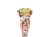 Rose gold Three-Stone Fancy Yellow Cushion  Cut Diamond Pavé Band with Four-Prong Setting_33