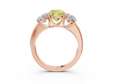 Rose gold Three-Stone Fancy Yellow Cushion  Cut Diamond Ring with Channel-Set Band and Four-Prong Setting_51