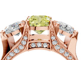 Rose gold Three-Stone Fancy Yellow Cushion  Cut Diamond Ring with Channel-Set Band and Four-Prong Setting_55