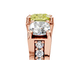 Rose gold Three-Stone Fancy Yellow Cushion  Cut Diamond Ring with Channel-Set Band and Four-Prong Setting_56