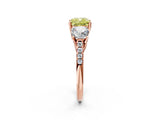 Rose gold Three-Stone Fancy Yellow Cushion Cut Diamond Ring with Pavé Band and Prong Setting_59