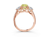 Rose gold Three-Stone Fancy Yellow Cushion Cut Diamond Ring with Pavé Band and Prong Setting_60