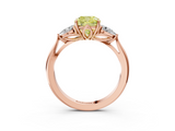 Rose gold Three-Stone Fancy Yellow Cushion  Cut Diamond Ring with Pear Side Stones in Four-Prong Setting_112