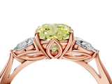 Rose gold Three-Stone Fancy Yellow Cushion  Cut Diamond Ring with Pear Side Stones in Four-Prong Setting_113