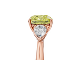 Rose gold Three-Stone Fancy Yellow Cushion  Cut Diamond Ring with Pear Side Stones in Four-Prong Setting_114