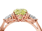 Rose gold Three-Stone Fancy Yellow Cushion Cut Diamond Ring with Pear  Side Stones in Four-Prong Setting_16