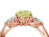 Rose gold Three-Stone Fancy Yellow Cushion Cut Diamond Ring with Pear  Side Stones in Four-Prong Setting_52