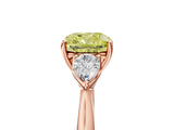 Rose gold Three-Stone Fancy Yellow Cushion Cut Diamond Ring with Pear  Side Stones in Four-Prong Setting_53