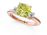 Rose gold Three-Stone Fancy Yellow Cushion  Cut Diamond Solitaire with Prong Setting and Classic Band_64