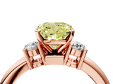 Rose gold Three-Stone Fancy Yellow Cushion  Cut Diamond Solitaire with Prong Setting and Classic Band_67