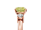 Rose gold Three-Stone Fancy Yellow Cushion  Cut Diamond Solitaire with Prong Setting and Classic Band_68